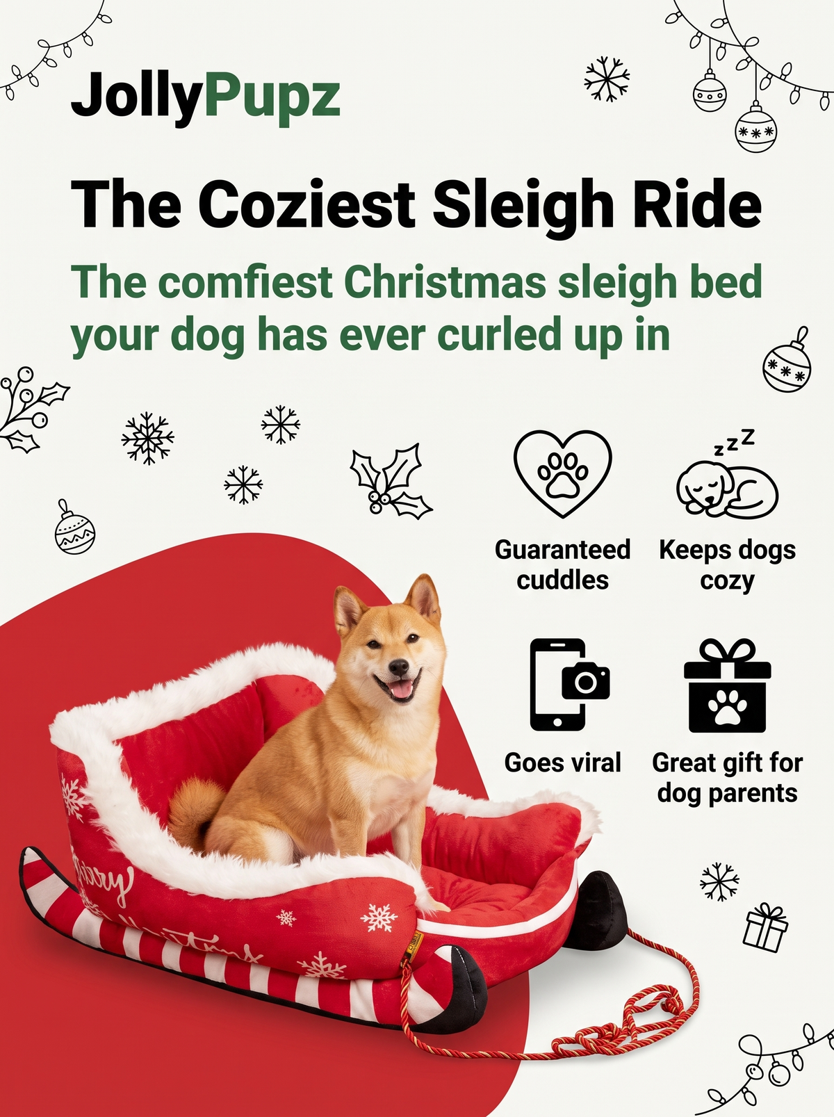 JollyPupz - Sleigh Bed